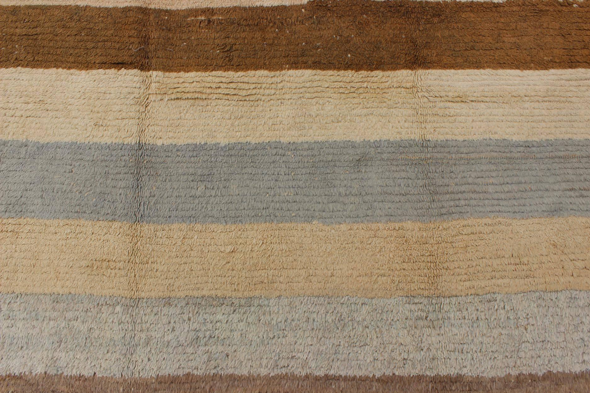 Antique Tulu Rug with Modern-esque and Multiple Bands of Colors   In Excellent Condition For Sale In Atlanta, GA