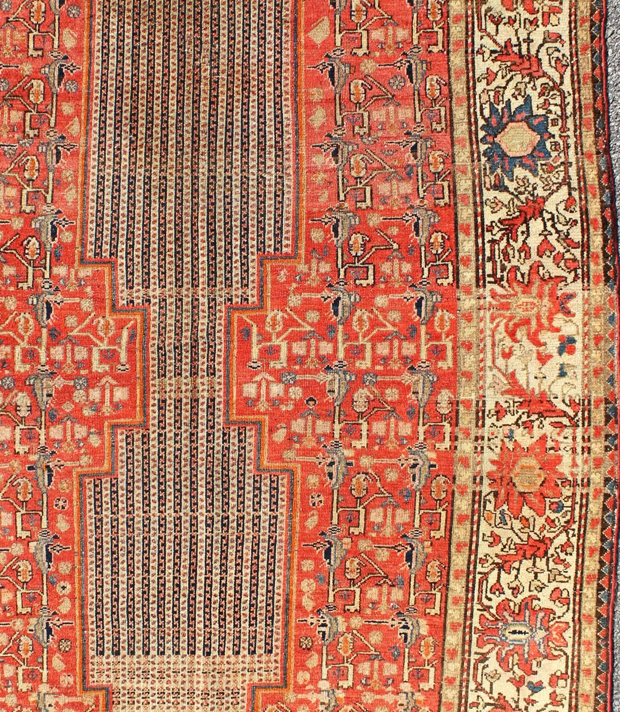 19th Century Extremely Fine Antique Persian Mishan Malayer with Great colors & Unique Design For Sale