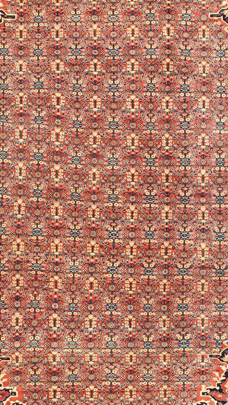 Antique Persian Sultanabad Rug with All Over Design in Rust Red, Blue ...