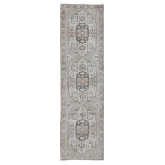 Turkish Oushak Runner With Central Medallion Design in Taupe 3'1"x11'4"