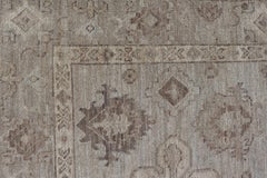 Modern Oushak Rug with Lt Blue Field and Warm Brown Medallion Design 4'11 x 7'8