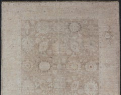Modern Tabriz Rug by Keivan Woven Arts in Warm Taupe and Soft Cream 5'3 x 7'10