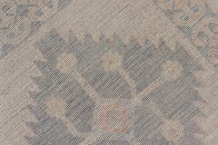 Modern Oushak Runner by Keivan Woven Arts in Soft Blue and Pale Peach 3'1 x 7'1