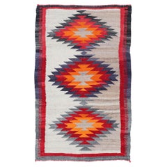Hand-Woven Navajo Rug, Wool, Native American Style, USA, 1970s