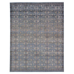 Modern Large Khotan Rug by Keivan Woven Arts in Blue and Ivory 11'9 x 14'9