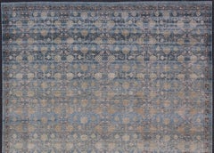 Modern Large Khotan Rug by Keivan Woven Arts in Blue and Ivory 11'9 x 14'9