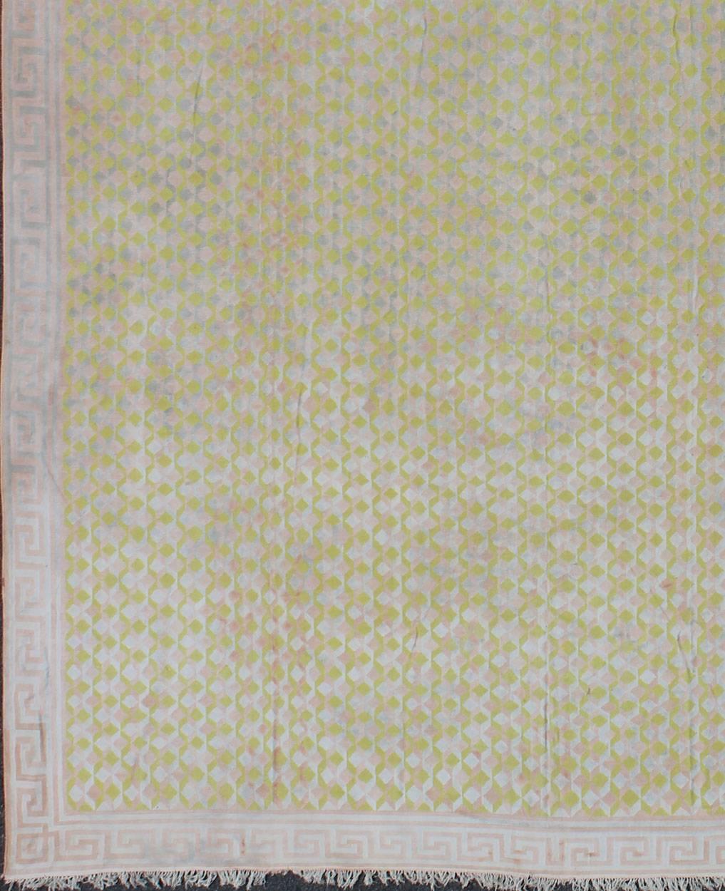 Indian Grandiose Cotton Vintage Dhurrie Finely Made  Measures: 19' x 27'