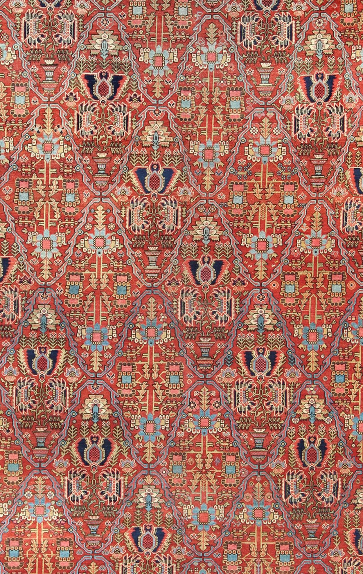 Antique 19th Century Persian Malayer Rug in All Over Geometric Design In Good Condition For Sale In Atlanta, GA