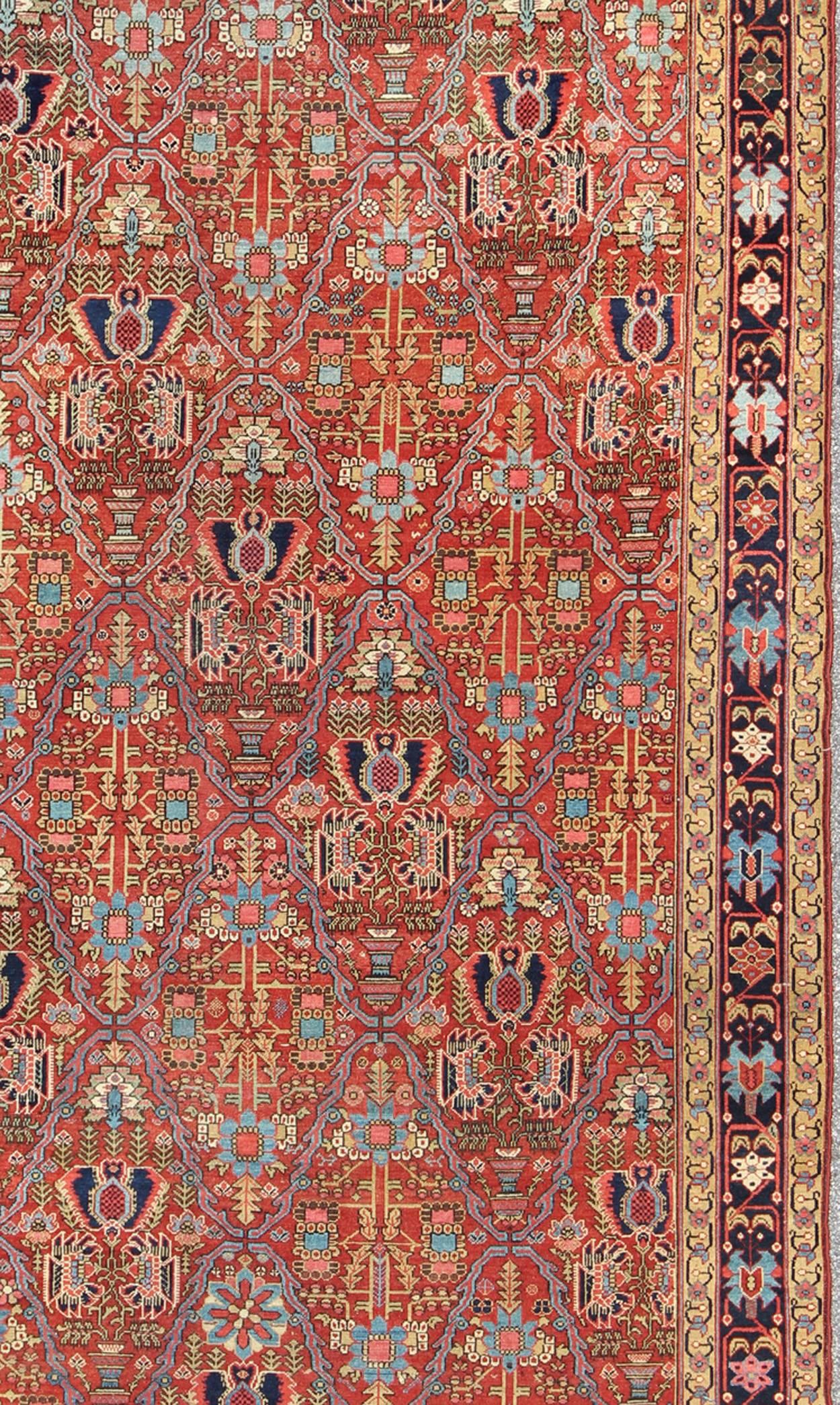 Late 19th Century Antique 19th Century Persian Malayer Rug in All Over Geometric Design For Sale