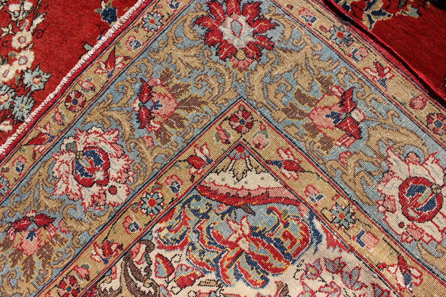 Hand-Knotted Fine Persian Qum Rug For Sale