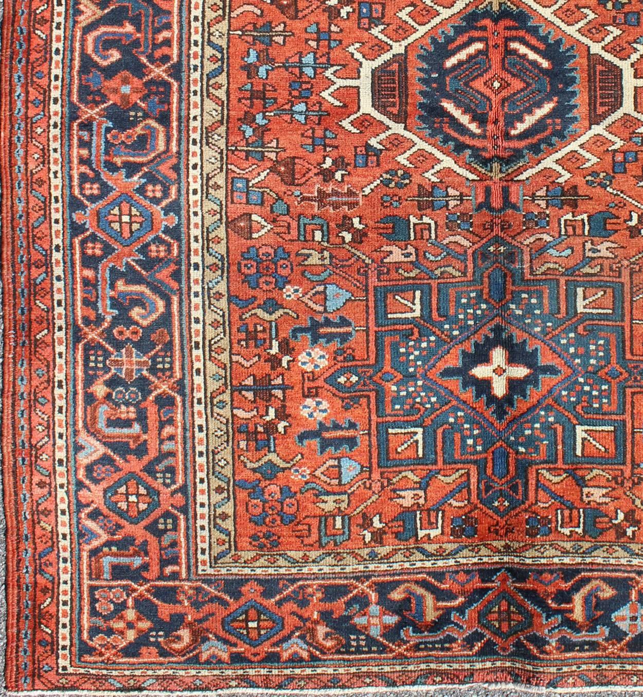 Exquisite antique Persian Serapi-Karajeh, rug H8-0302, country of origin / type: Persian / Serapi-Karajeh, circa early-20th century.

Traditionally inspired by the Caucasian designs found in carpets from Russia and northern Persia, this antique