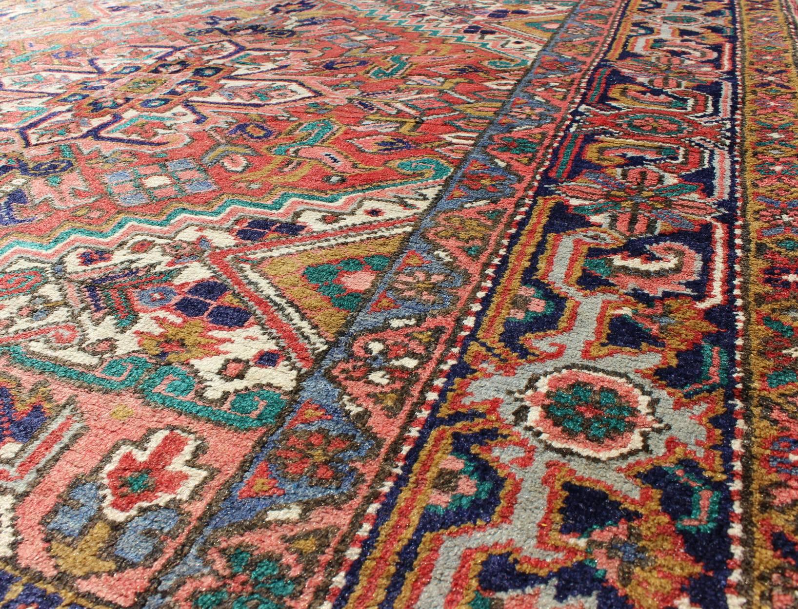 Colorful Persian Heriz Rug In Excellent Condition In Atlanta, GA