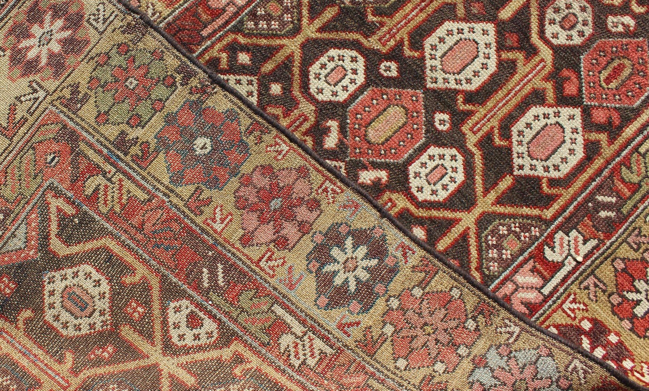 20th Century Antique Hand Knotted Kurdish Runner with All-Over Geometric Design For Sale