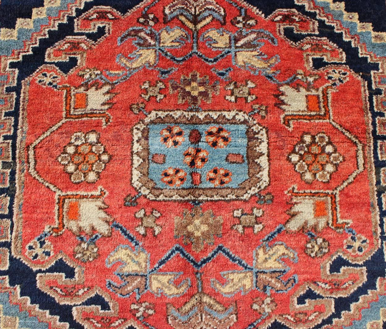 Hand-Knotted Antique Heriz Rug