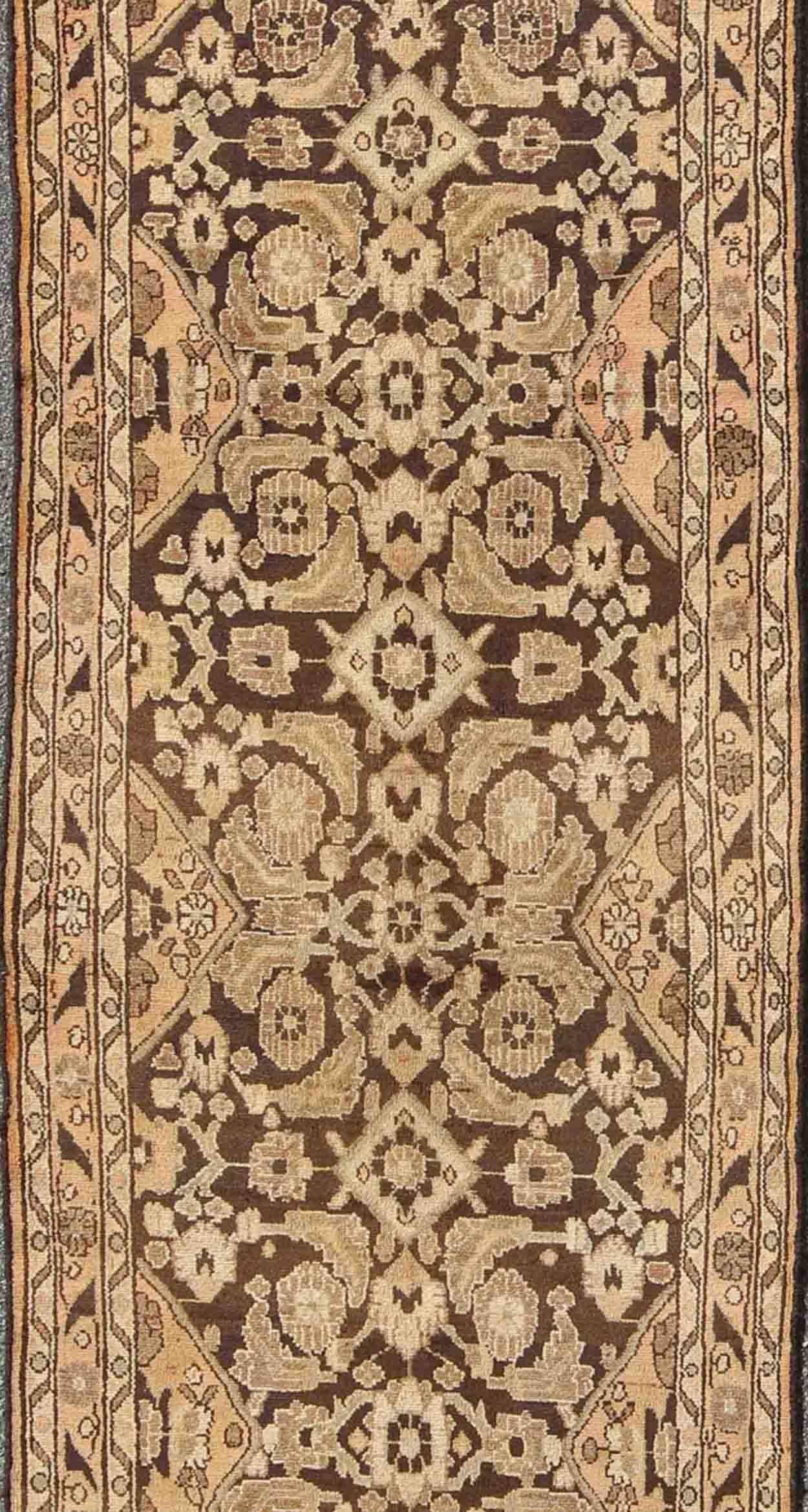 Persian Vintage Hamedan with Intricate Flowers and Vines in Earth Tones For Sale