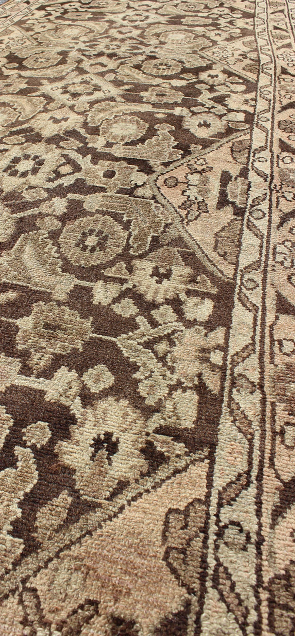 Hand-Knotted Vintage Hamedan with Intricate Flowers and Vines in Earth Tones For Sale