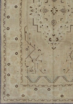 Vintage Turkish Rug in Neutral Tones in Taupe and Brown Highlights