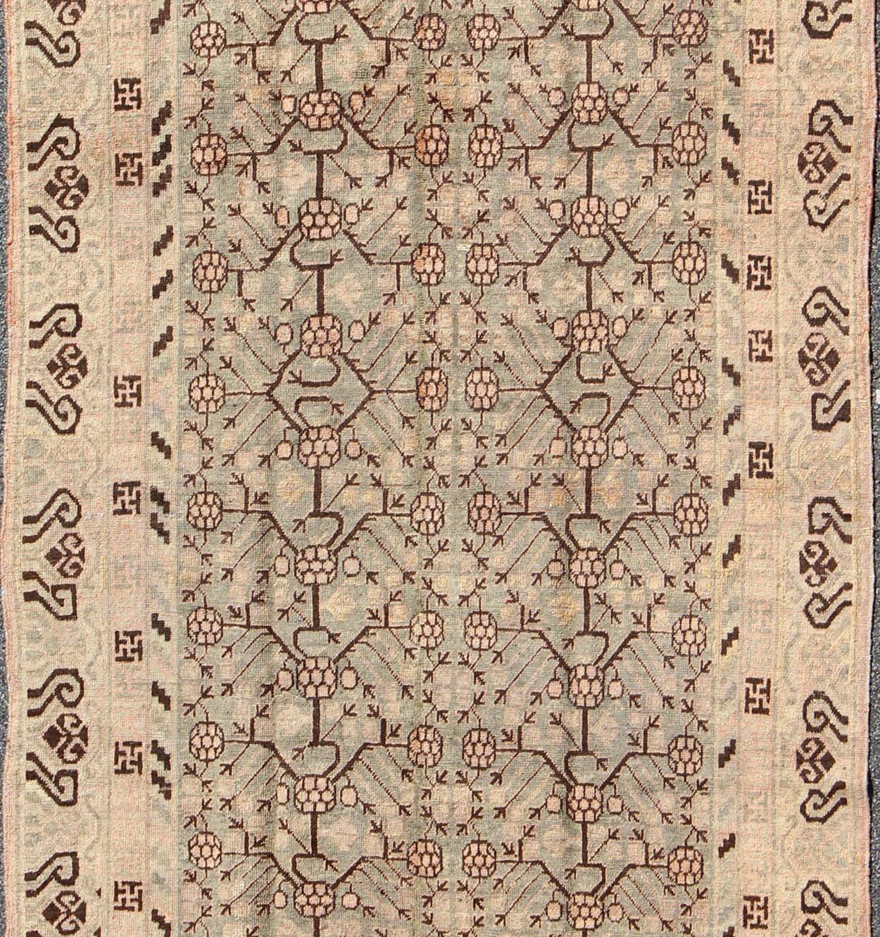 Hand-Crafted Antique Turkmenistan Khotan Carpet For Sale