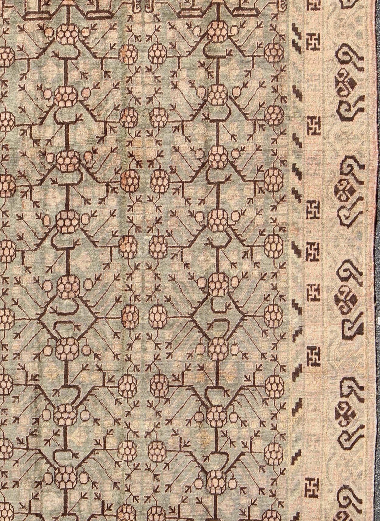 Antique Turkmenistan Khotan Carpet In Good Condition For Sale In Atlanta, GA