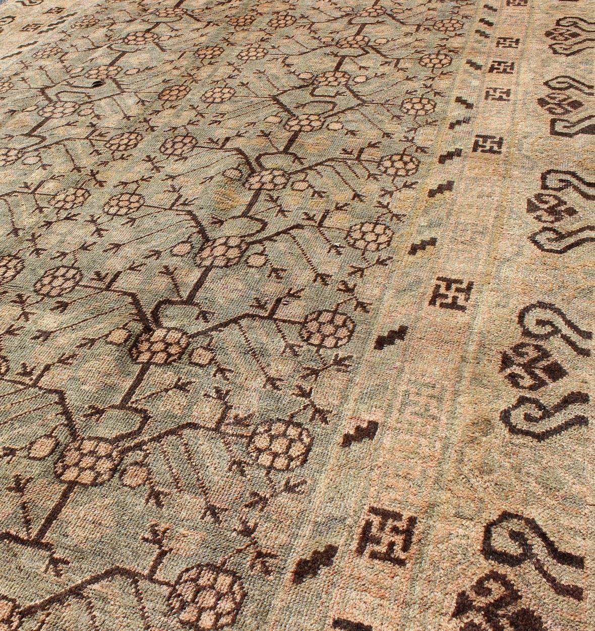 20th Century Antique Turkmenistan Khotan Carpet For Sale