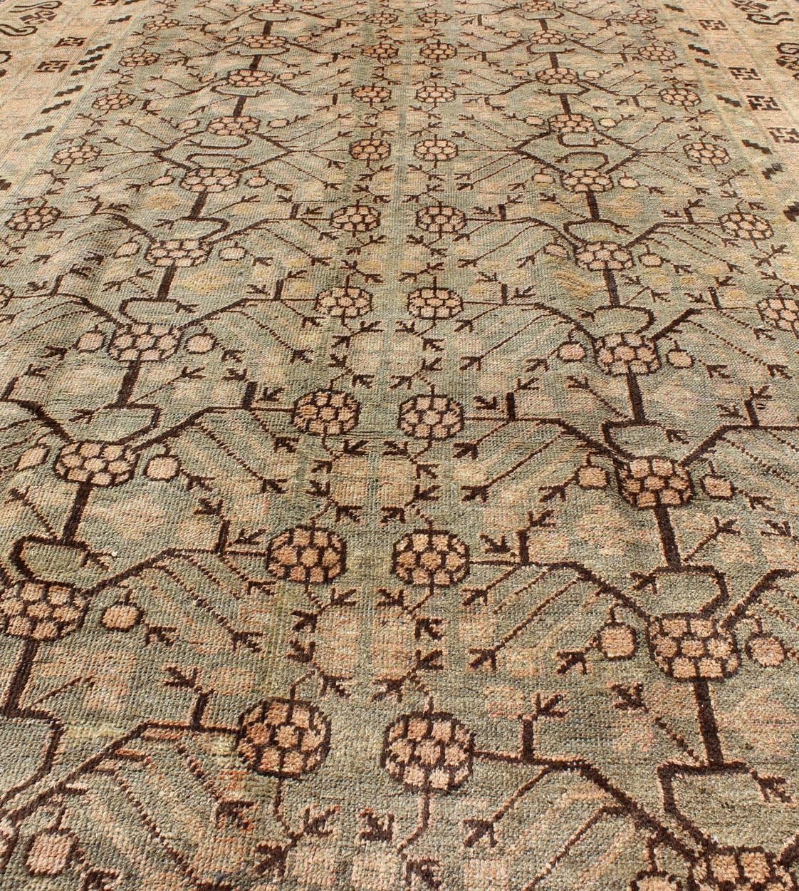 Wool Antique Turkmenistan Khotan Carpet For Sale