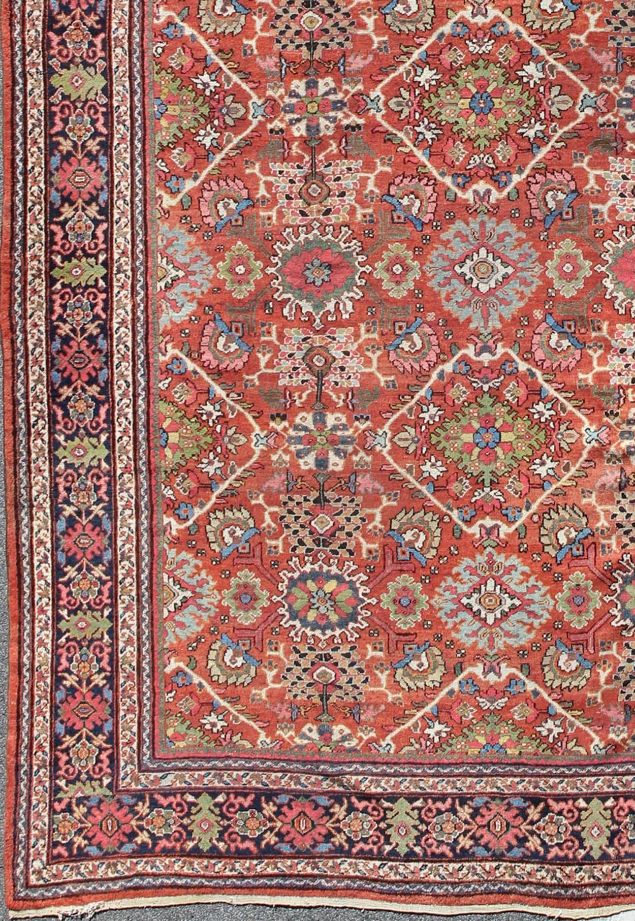Antique Persian Sultanabad-Mahal Rug in Jewel Tones & All-Over Geometric Design. Antique Persian Sultanabad-Mahal Rug, Keivan Woven Arts / rug L11-1207, country of origin / type: Persian / Sultanabad, circa Early-20th Century.

Measures: 11' x