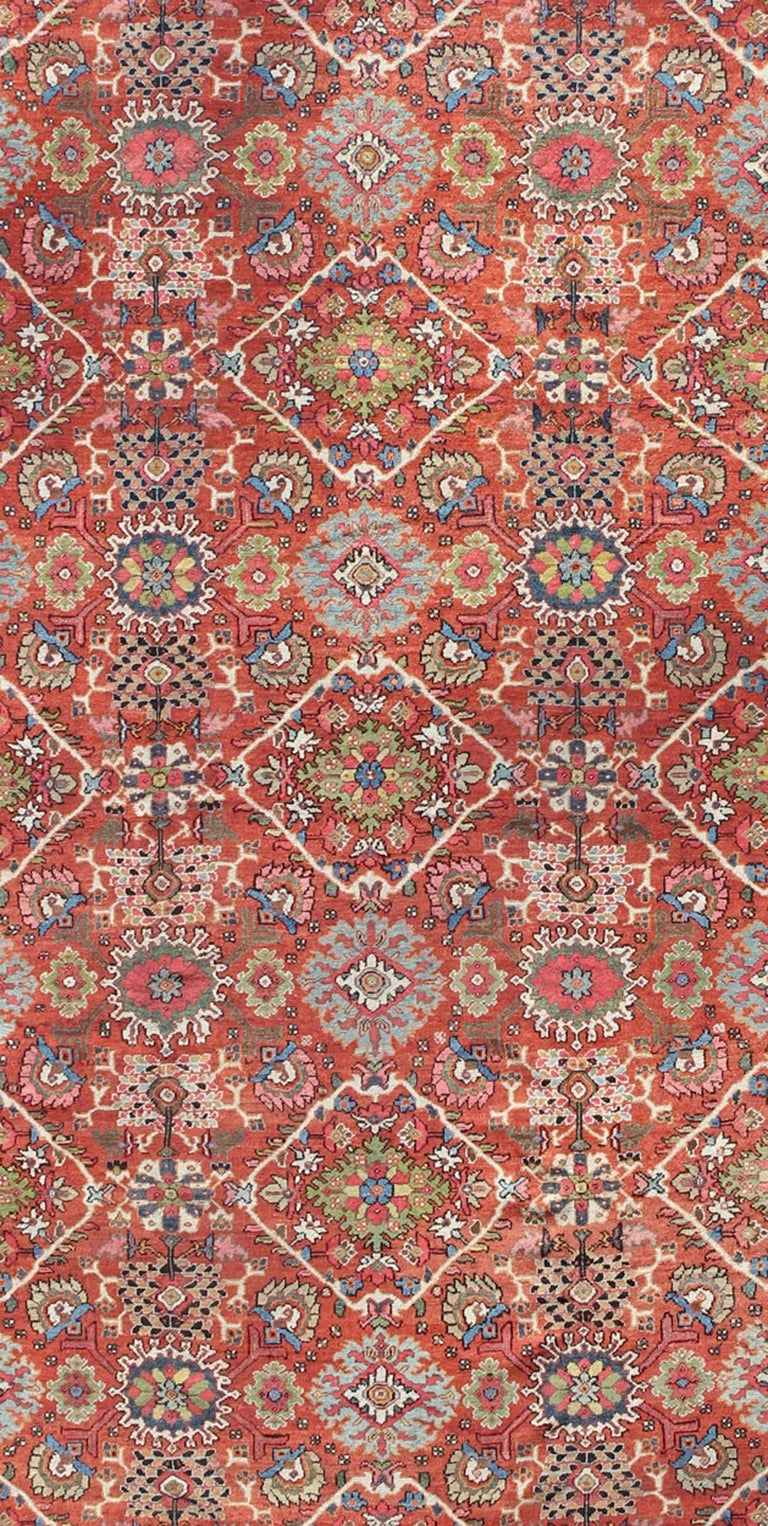 Antique Persian SultanabadMahal Rug in Jewel Tones and AllOver