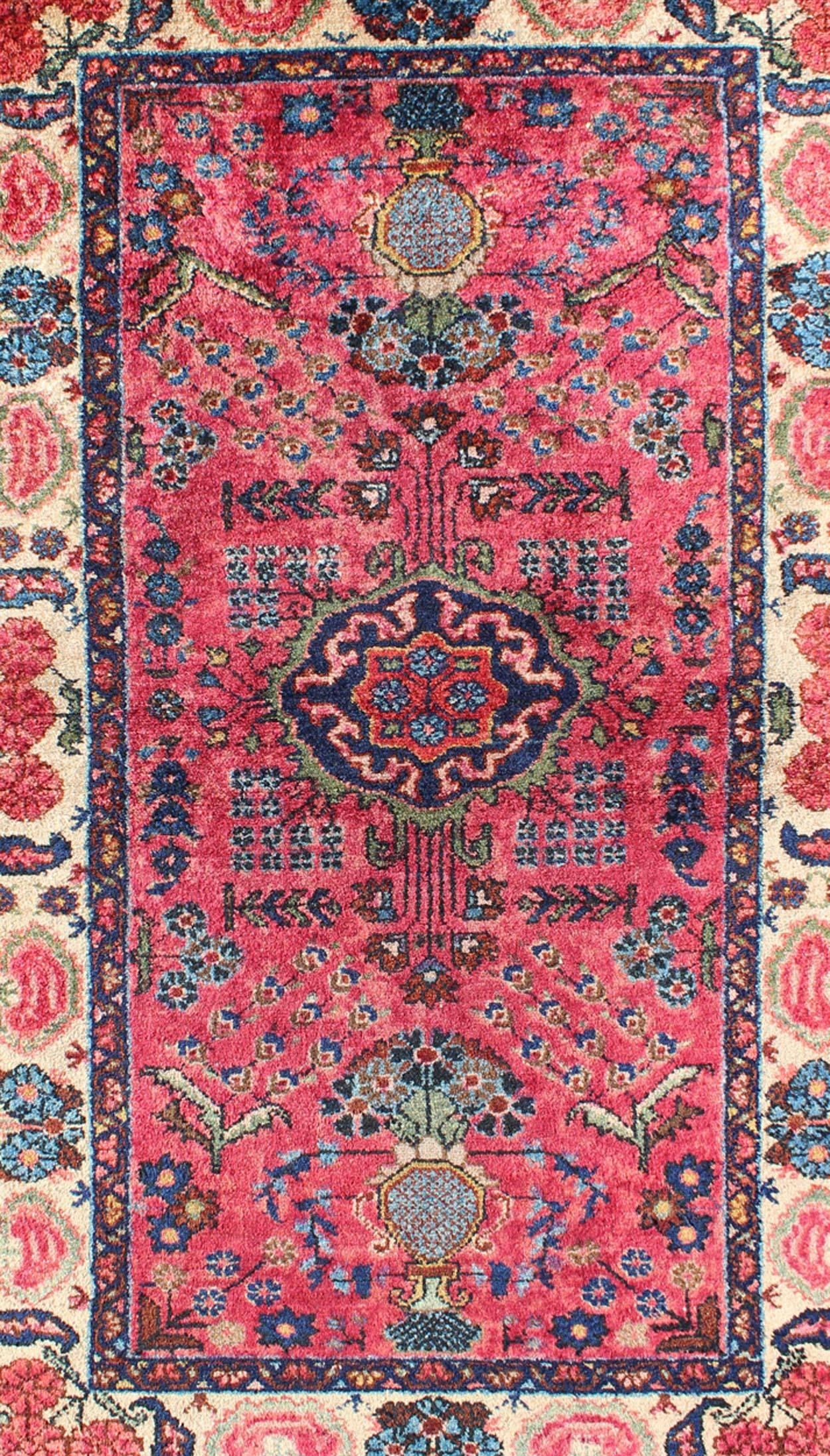 Tabriz Antique Persian Lilihan Rug with Large-Scale Floral Design