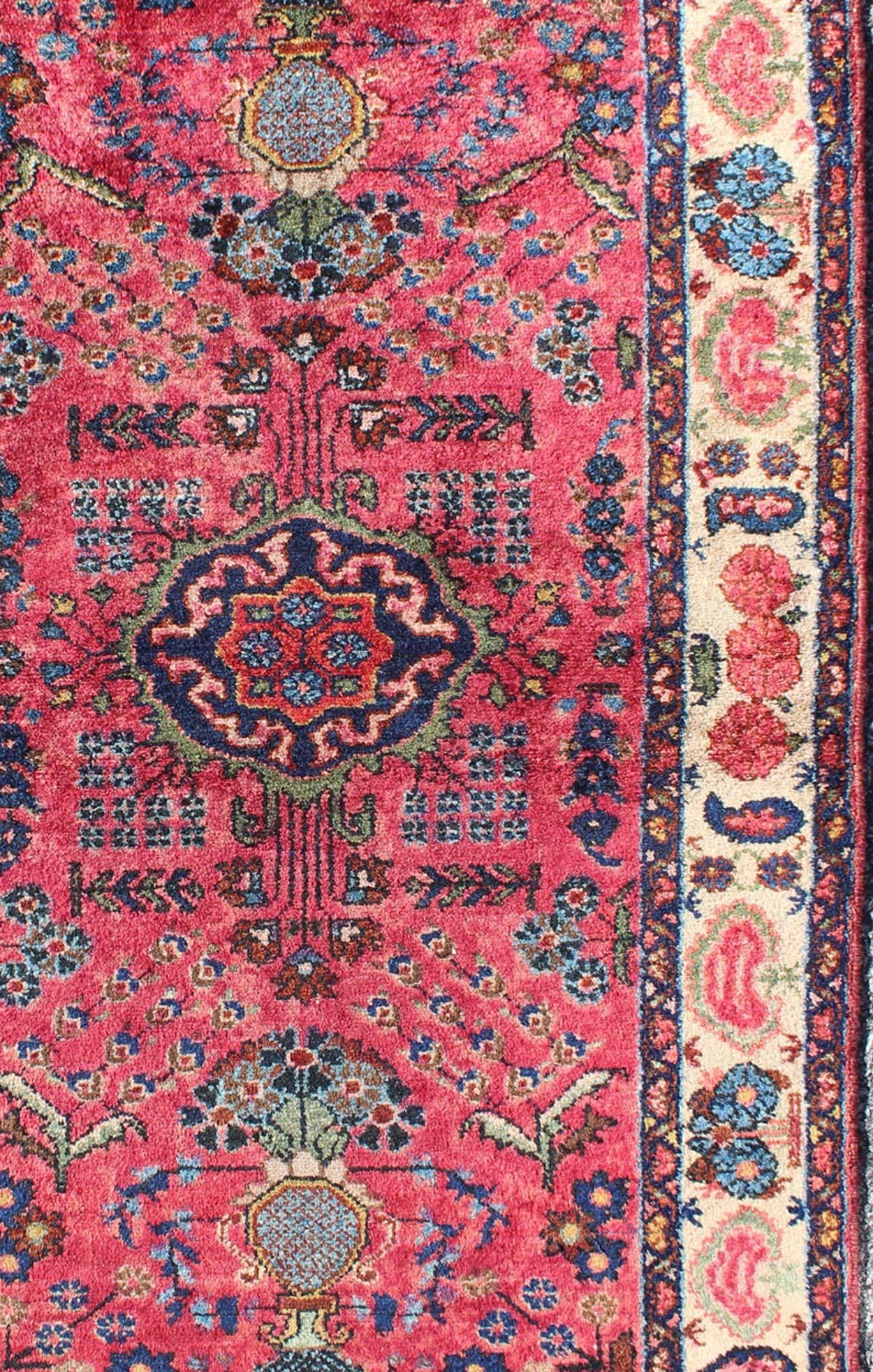 Hand-Knotted Antique Persian Lilihan Rug with Large-Scale Floral Design