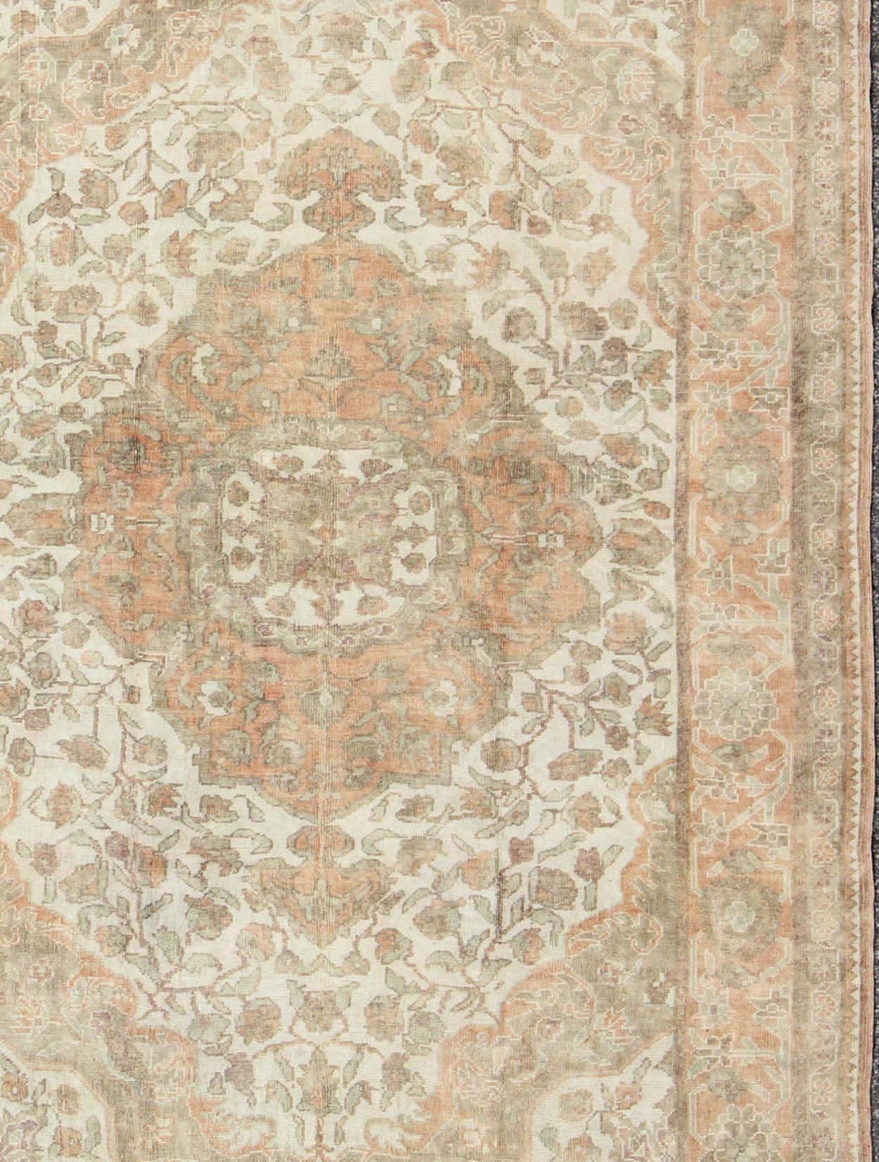 peach and blue rug