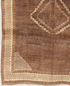 Vintage Turkish Kars Rug with a Modern Design in Shades of Brown and Ivory