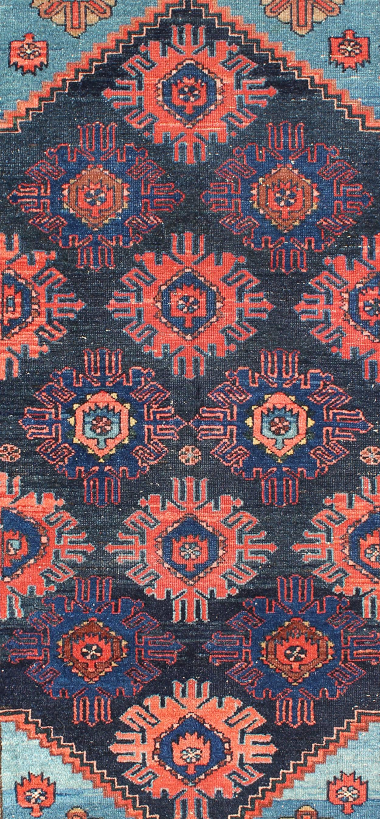 Persiano Antico tappeto persiano Malayer con disegno floreale sub-geometrico 3'3 