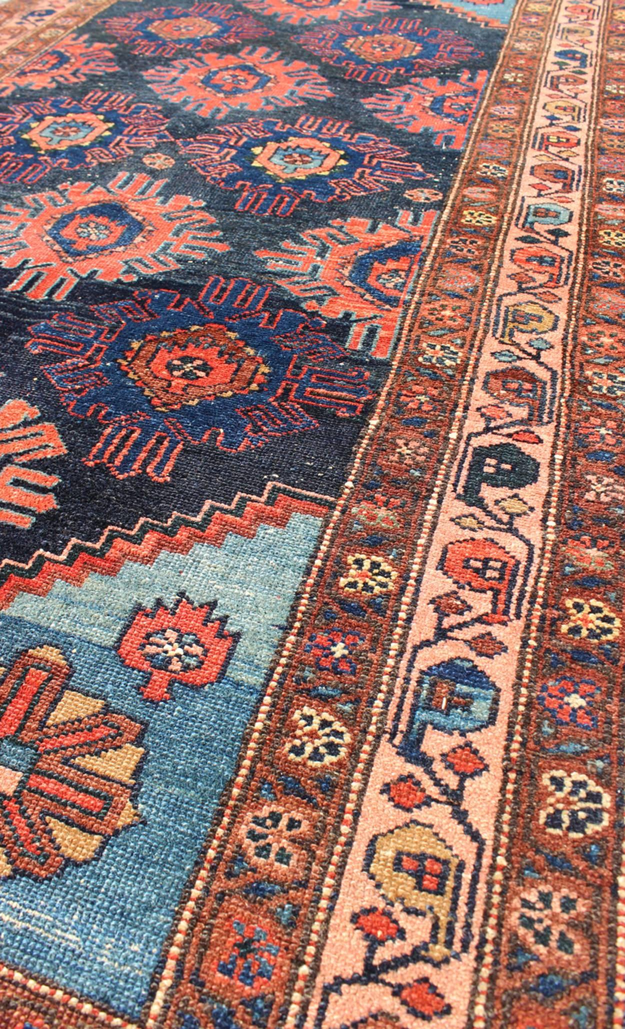 Antico tappeto persiano Malayer con disegno floreale sub-geometrico 3'3 