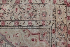 Antique Turkish Oushak Rug with Pale Sage Ground and Central Medallion in Red