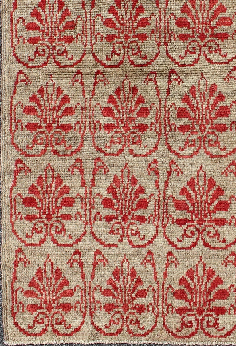 Vintage Turkish Tulu Carpet with Repeating Red Shapes Set 