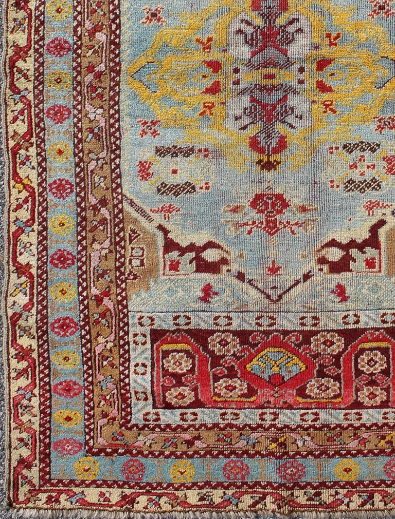 Antique Turkish Oushak Rug with Vibrant Color Palette, Medallion Design ...
