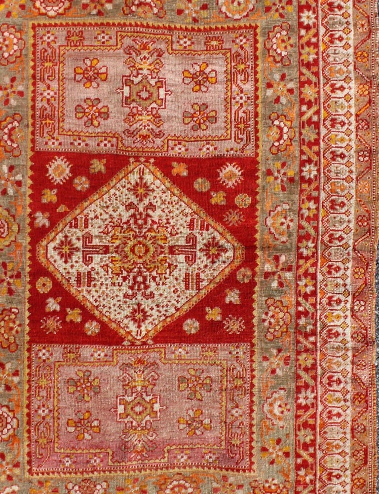 Antique Turkish Oushak Rug with Colorful Flowing Floral and Geometric ...