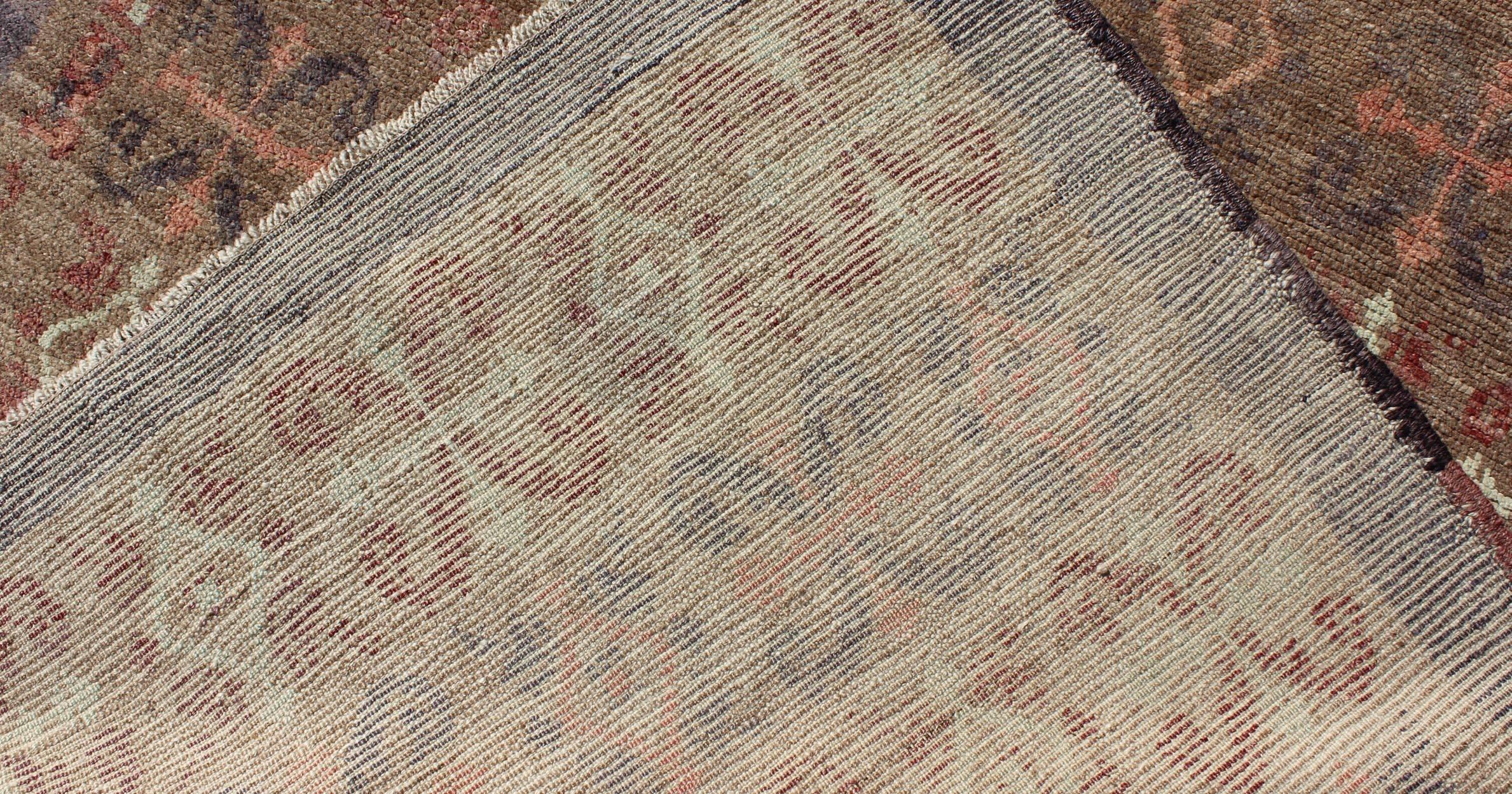 20th Century Vintage Turkish Carpet with All-Over Design Set on Light Taupe Field For Sale