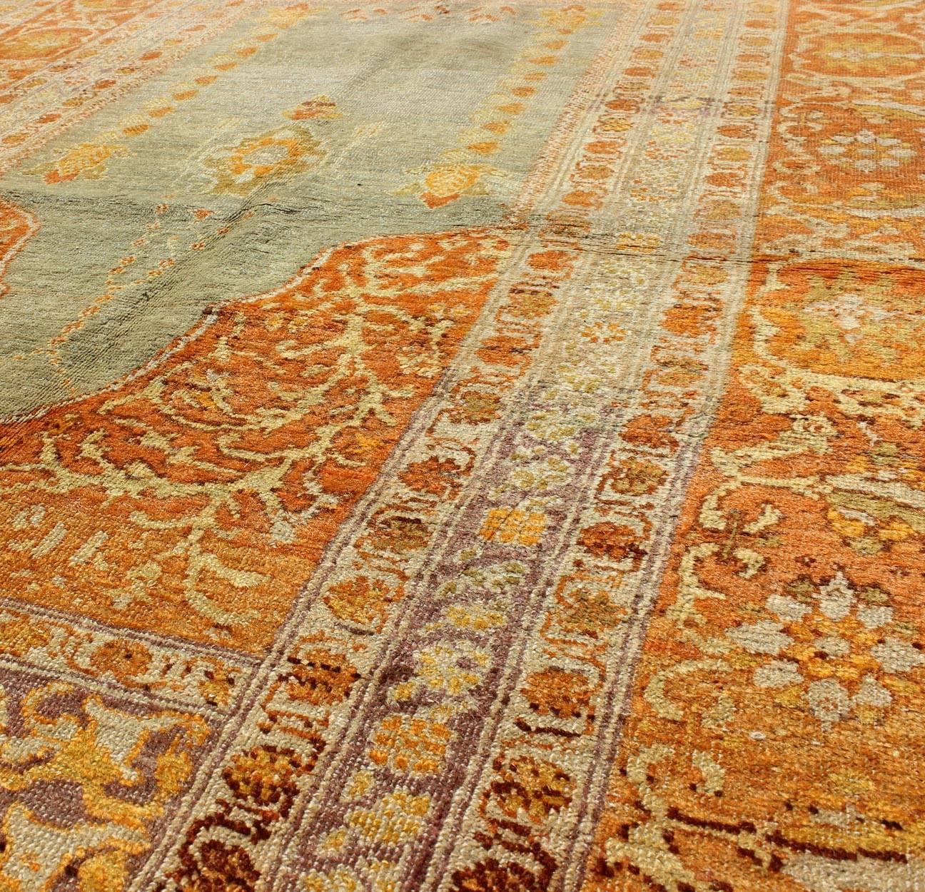 Antique Turkish Sivas Carpet with Prayer Design in Light Silver and Copper In Excellent Condition For Sale In Atlanta, GA