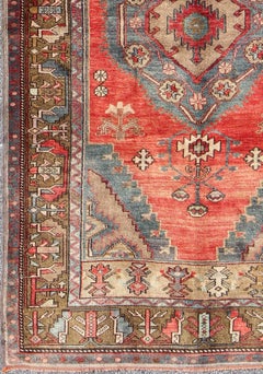 Turkish Konya Rug with Geometric Tribal Design
