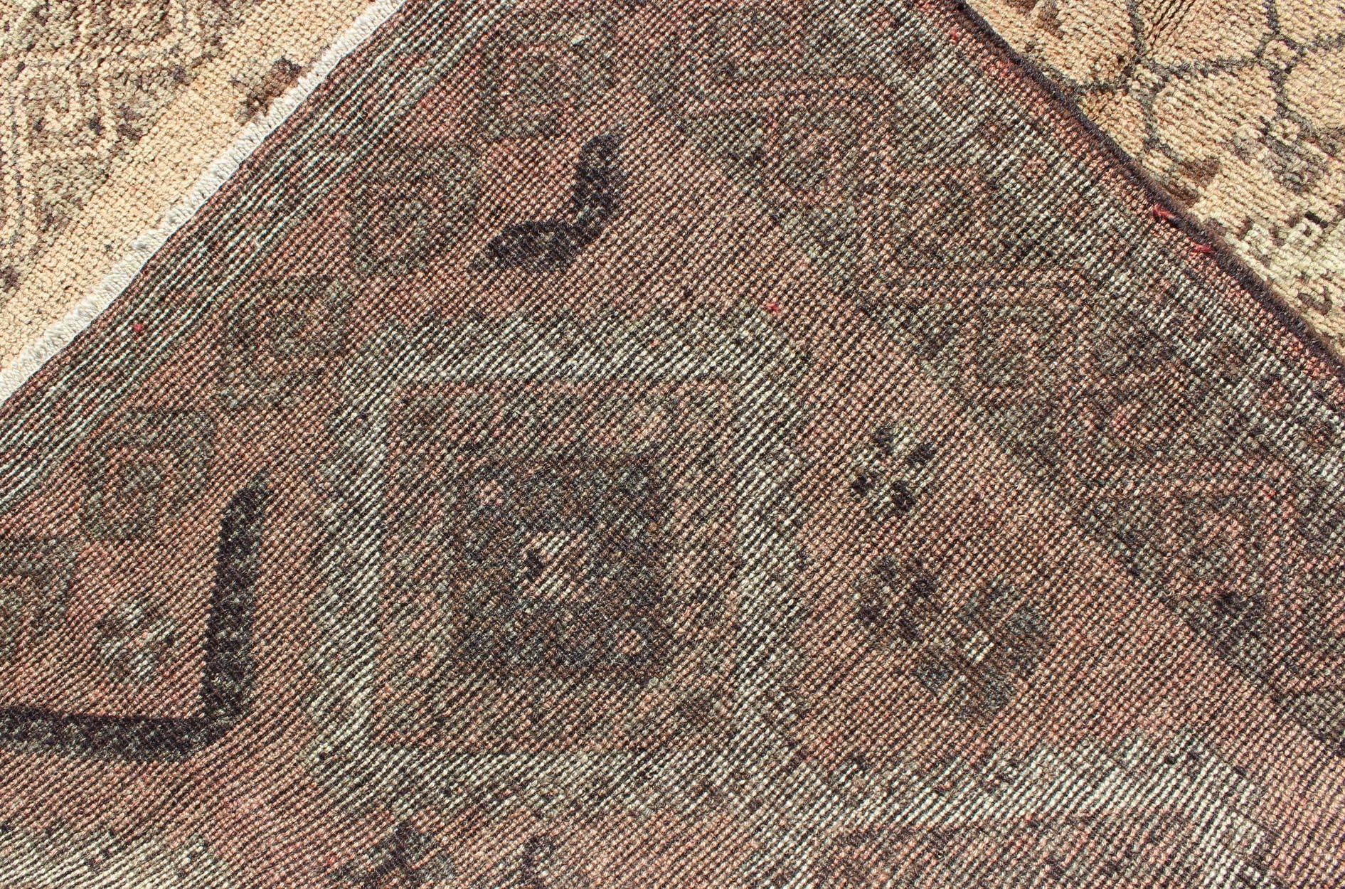 Vintage Tribal Turkish wide runner with Repeating Diamond & Geometric Motifs For Sale 1
