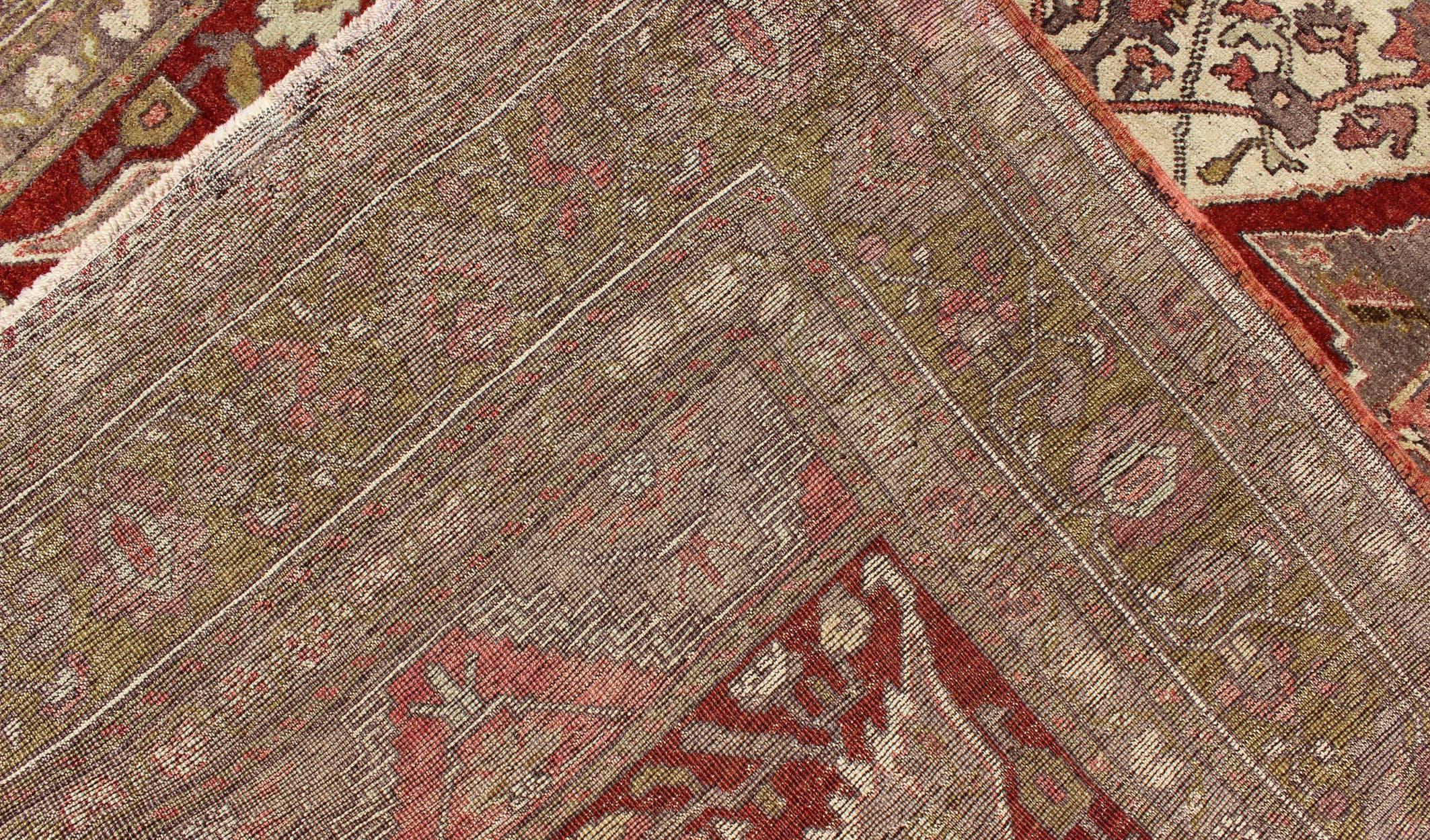 20th Century Unique Turkish Oushak Carpet with Medallion Design and Intricate Floral Motifs For Sale
