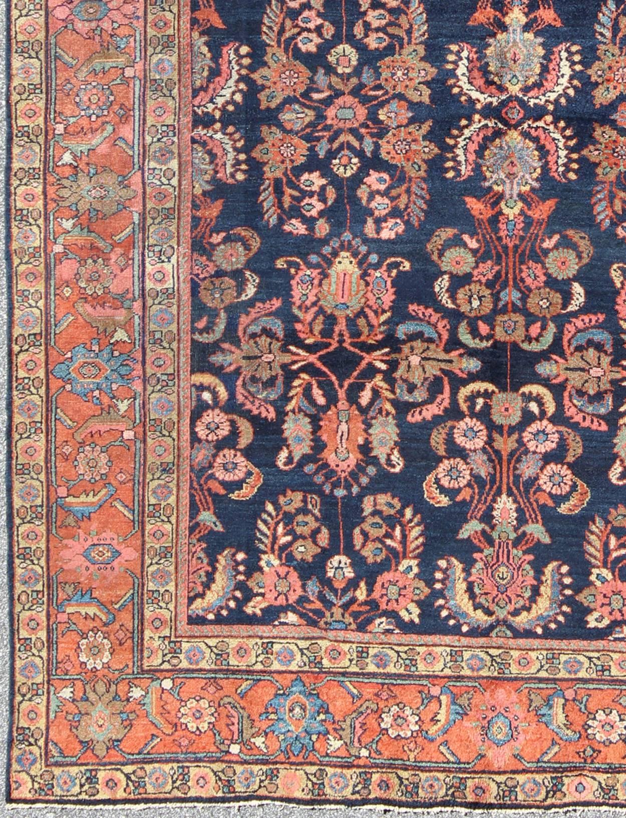 Antique Mahal with Floral design. Keivan Woven Arts / rug CAM-B59, country of origin / type: Iran / Mahal/Sultanabad , circa 1920.

Measures: 8 x 11'0.      

This Mahal relies heavily on exquisite details as well as large-scale flowers and