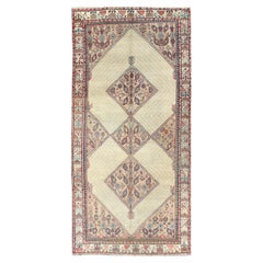 Antique Persian Serab Gallery Runner with Camelhair Field and Geometric Motifs