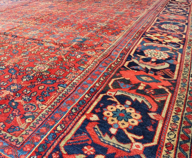 Antique Sultanabad Rug with All Over Sub Geometric Design in Red and
