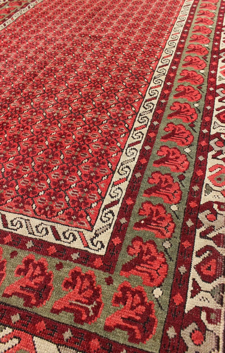 All-Over Design Antique Karabagh Rug with Tribal Motifs in Green and ...
