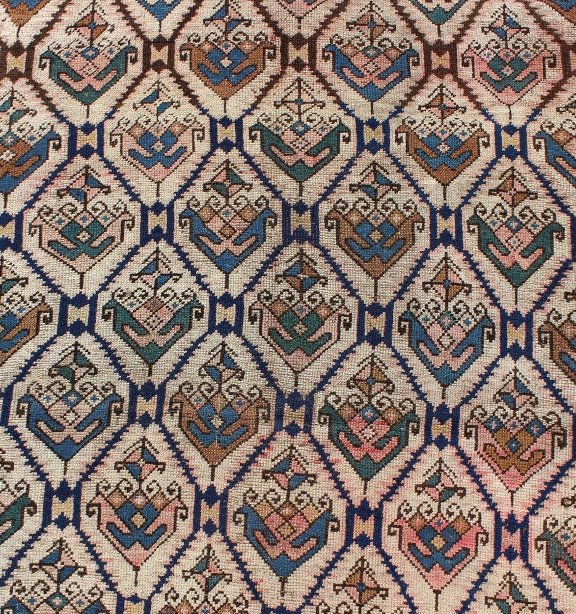 Antique Karabagh Carpet with All-Over Sub-Geometric Design 4'9