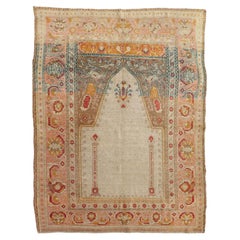 Antique Turkish Sivas Prayer Rug with Floral Design in Ivory, Taupe, and Pink