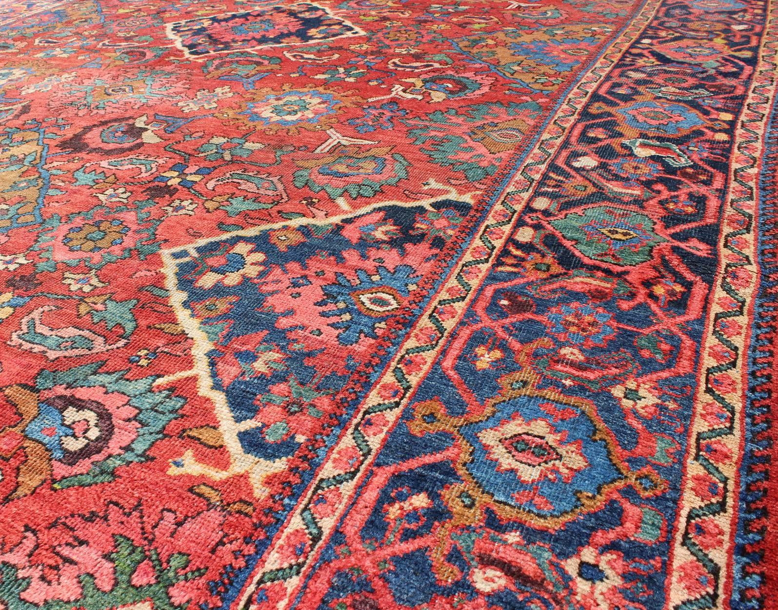 Hand-Knotted Antique Sultanabad Rug with All Over Diamond Medallions & Floral Motifs For Sale