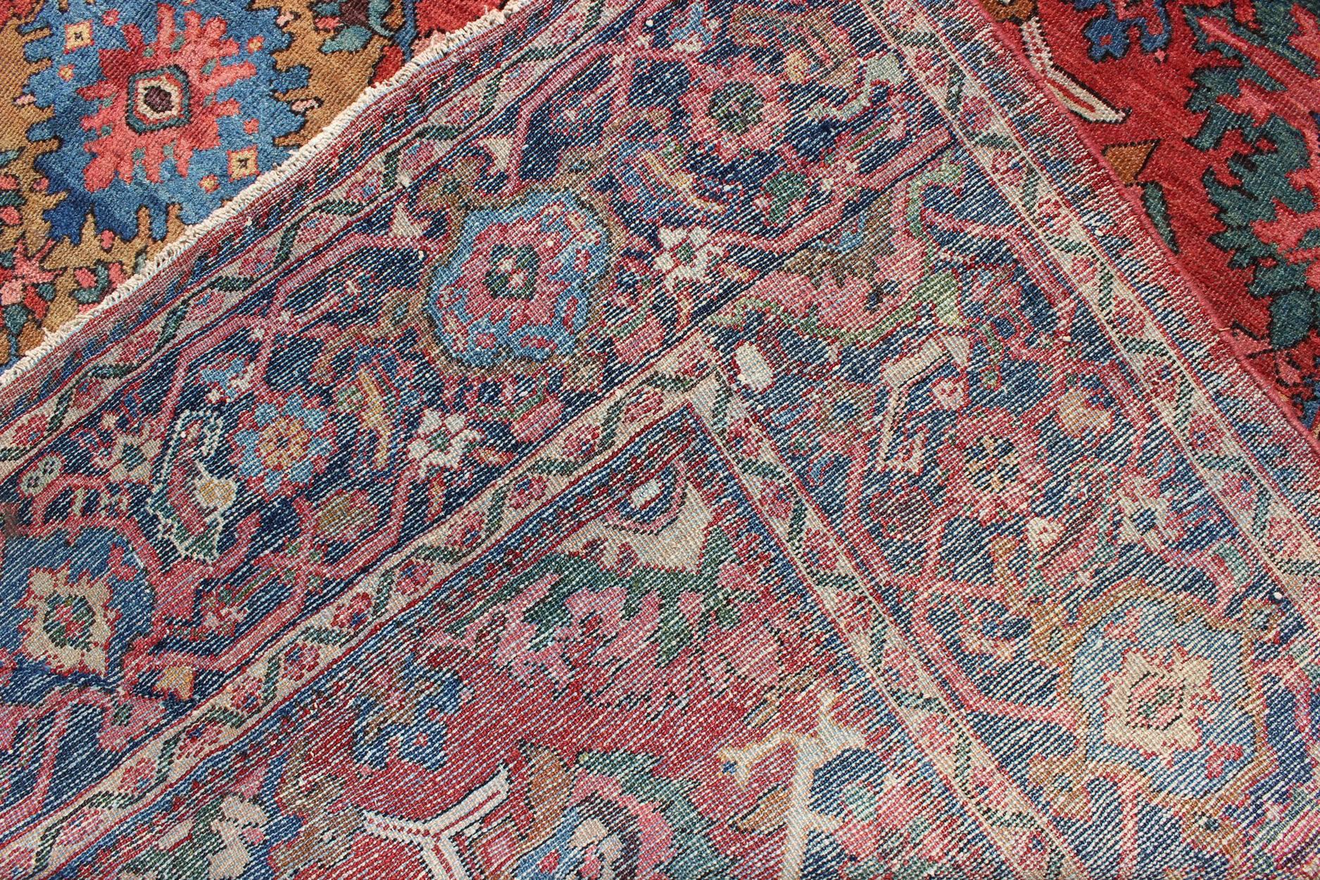 Early 20th Century Antique Sultanabad Rug with All Over Diamond Medallions & Floral Motifs For Sale